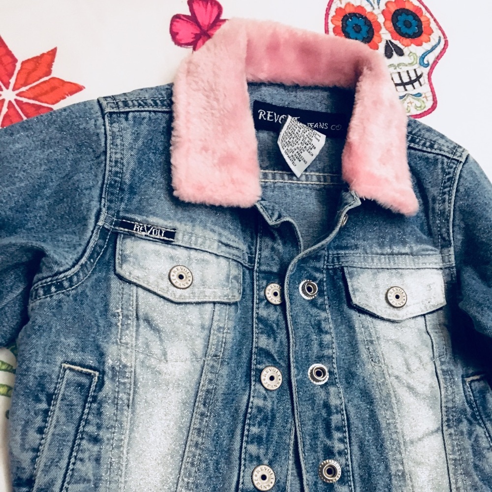 Revolt Jeans Denim Jacket W/ Pink Fur & Sparkles